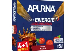 Apurna pack de geles energéticos guaraná - cola 4+1