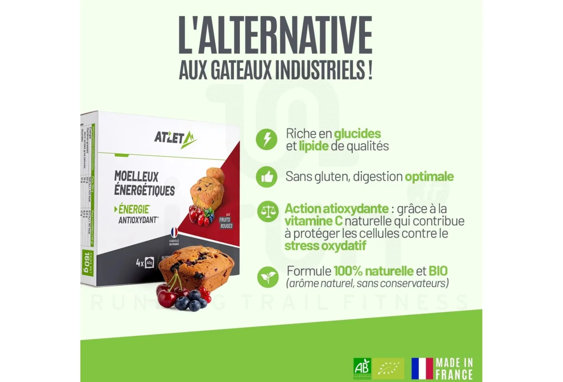 Atlet pack 4 magdalenas energéticas - Frutos rojos
