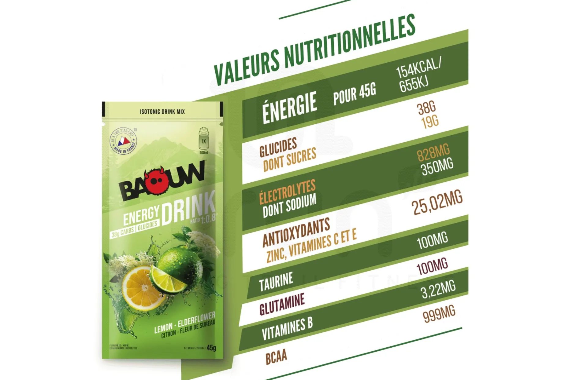 Baouw bebida isotónica Baouw Limón - flor de saúco 45 g