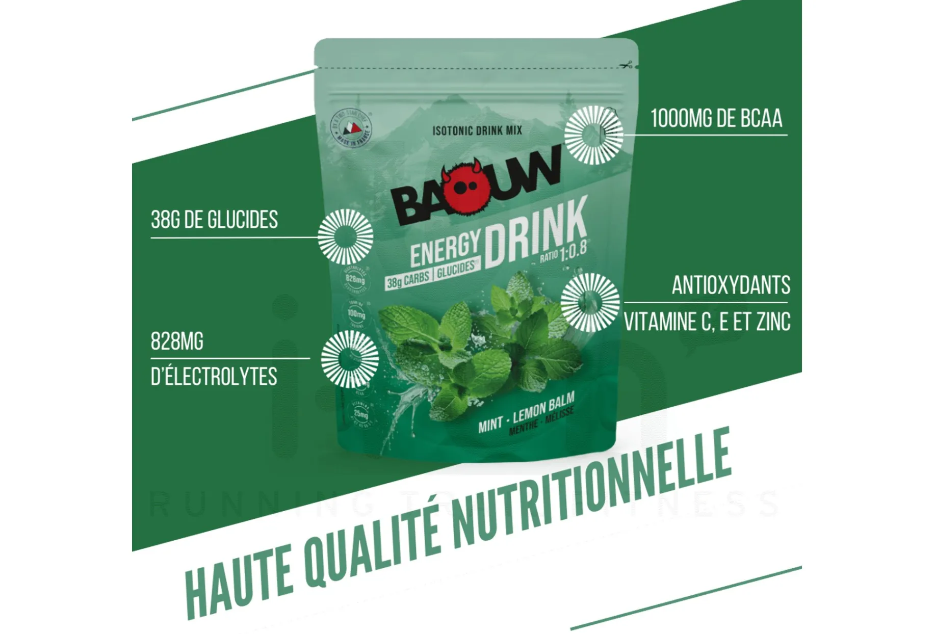 Baouw bebida isotónica Baouw Menta - Melisa 585 g