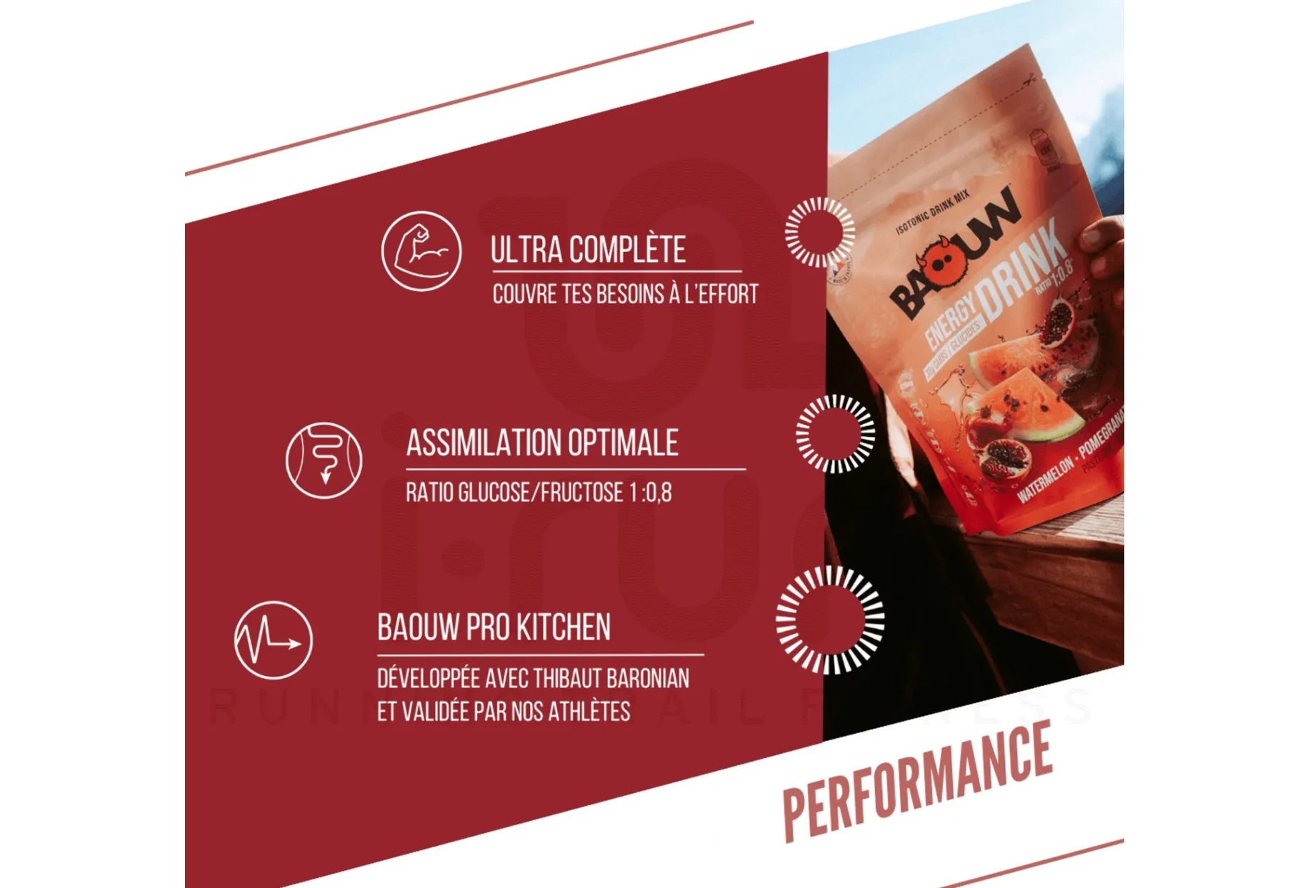 Baouw bebida isotónica Baouw Sandía - Granada 45 g