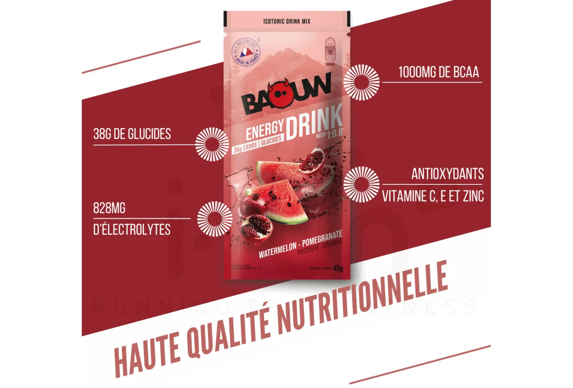 Baouw bebida isotónica Baouw Sandía - Granada 45 g