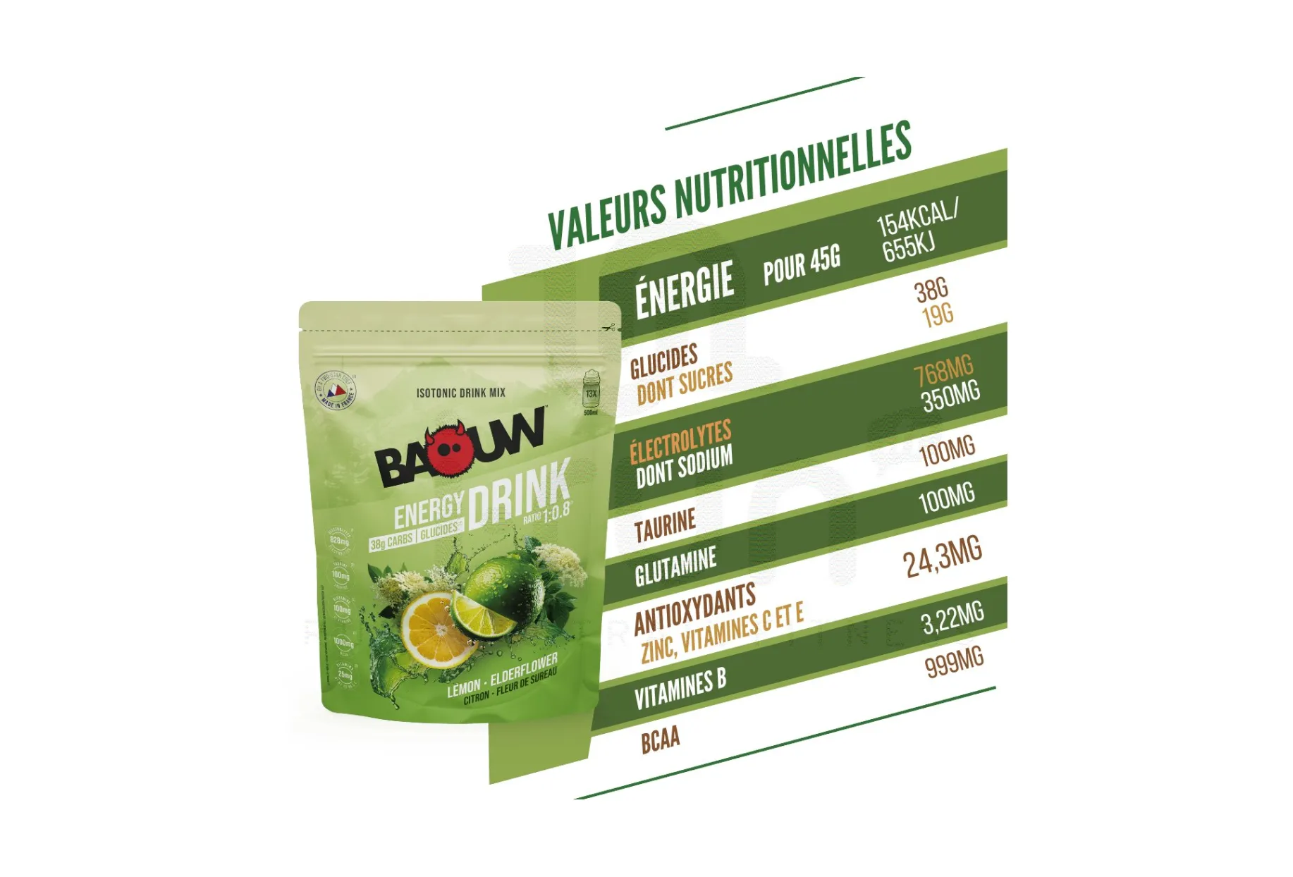 Baouw bebida isotónica Baouw Limón - Flor de saúco