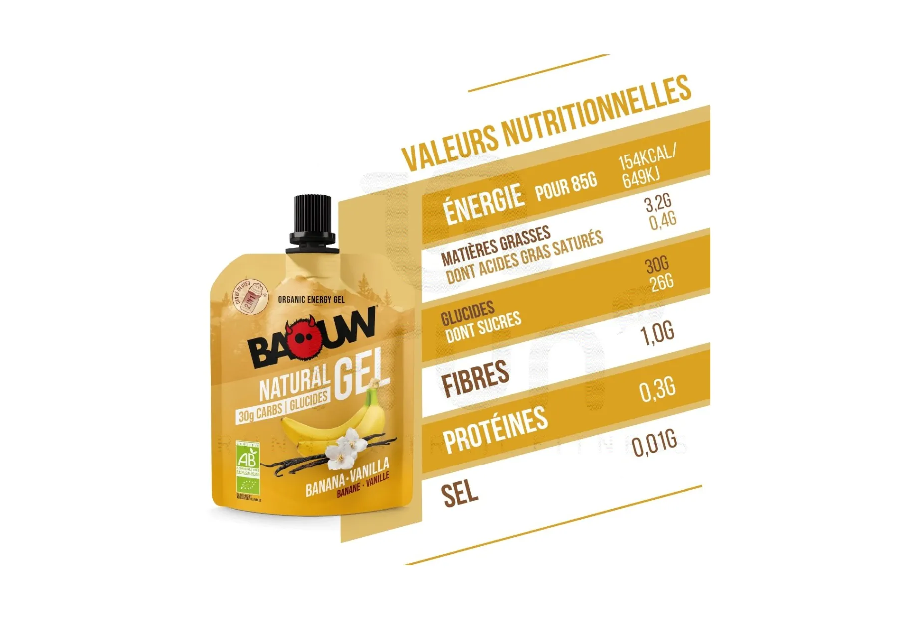 Baouw gel energético bio - plátano y vainilla