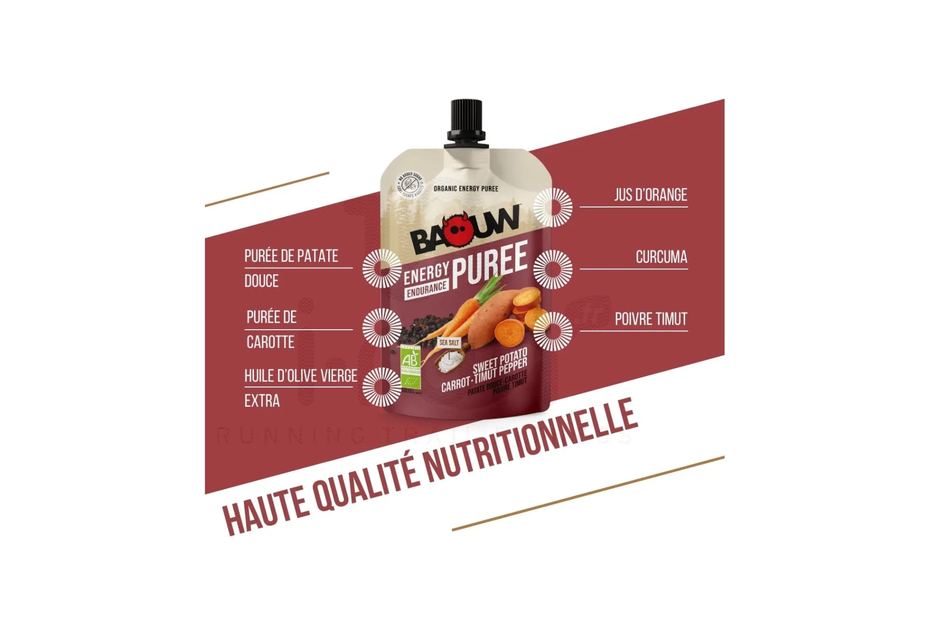 Baouw puré energético bio - batata, zanahoria y pimienta Timut