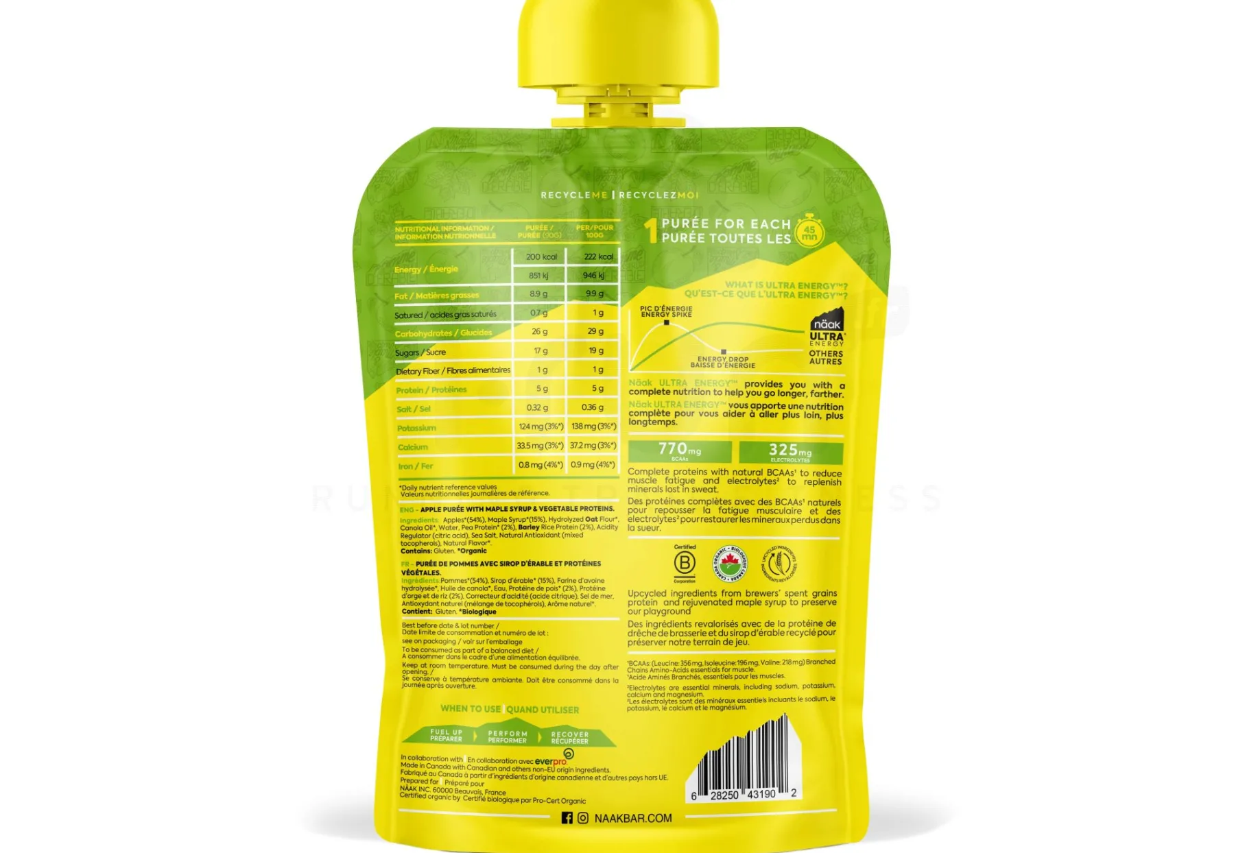 Naak compota Ultra Energy - manzana y jarabe de arce