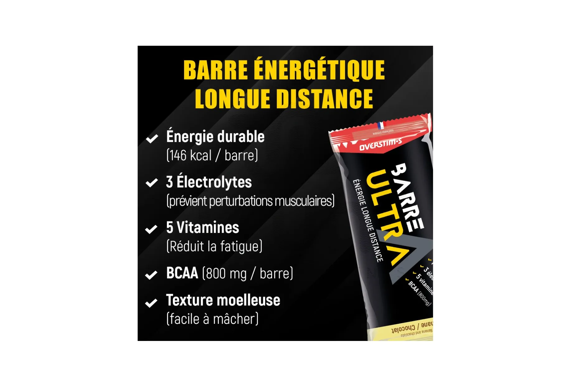 OVERSTIMS Barrita energética Ultra - banana y chocolate Arándano y fresa