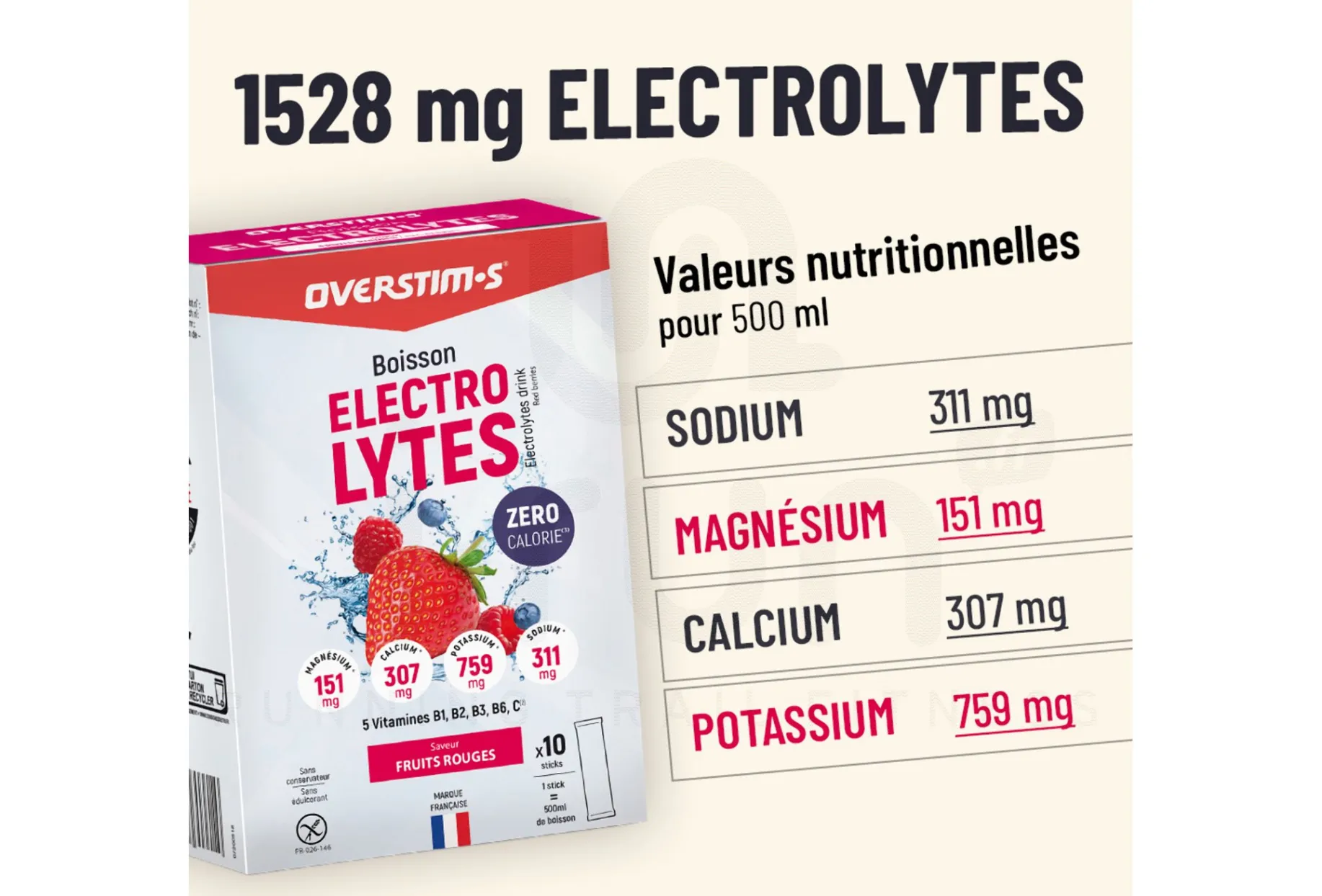 OVERSTIMS bebida de electrolitos 80 g - lima limón - Frutos rojos
