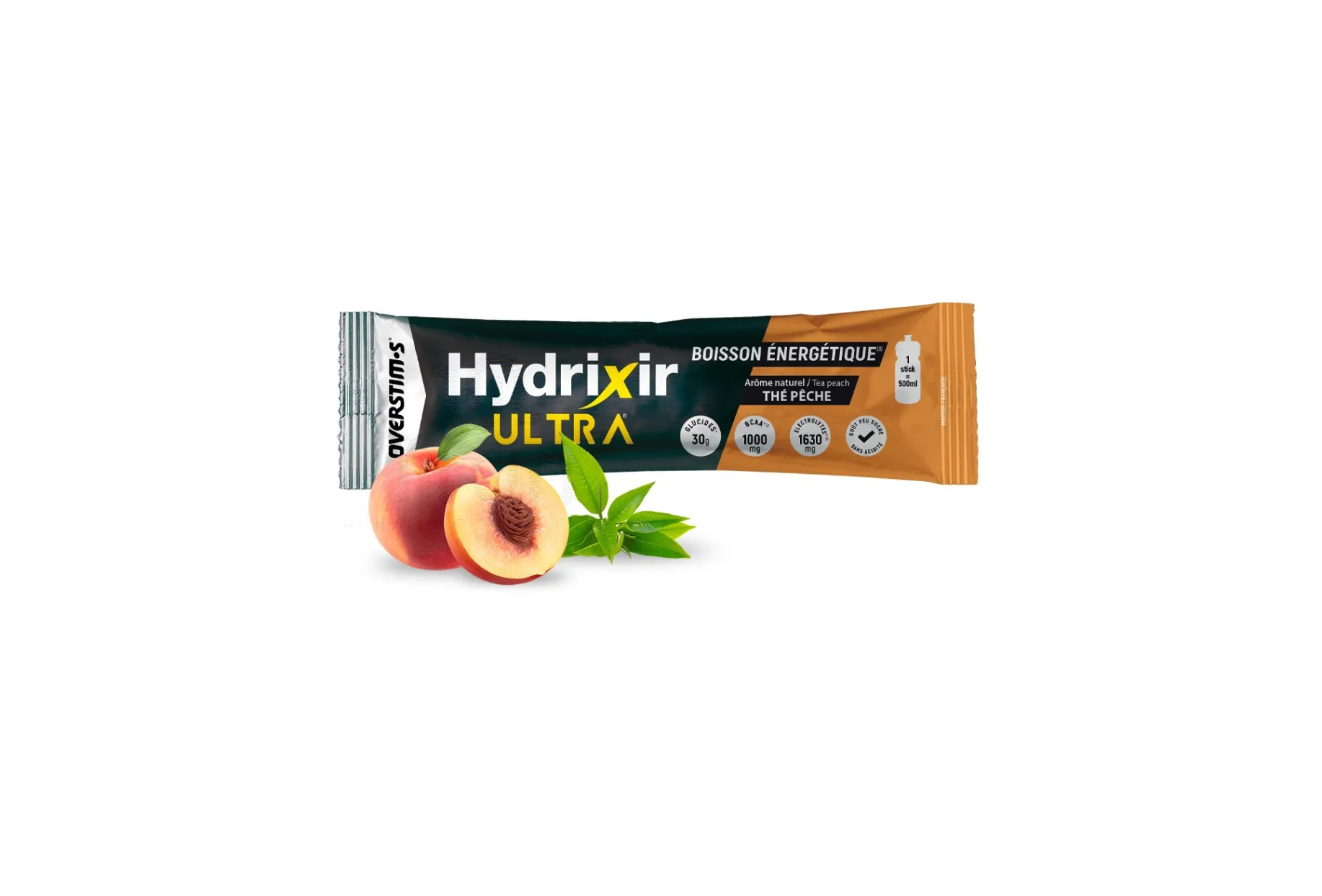 OVERSTIMS bebida energética Hydrixir Ultra Té de melocotón - 1 sobre