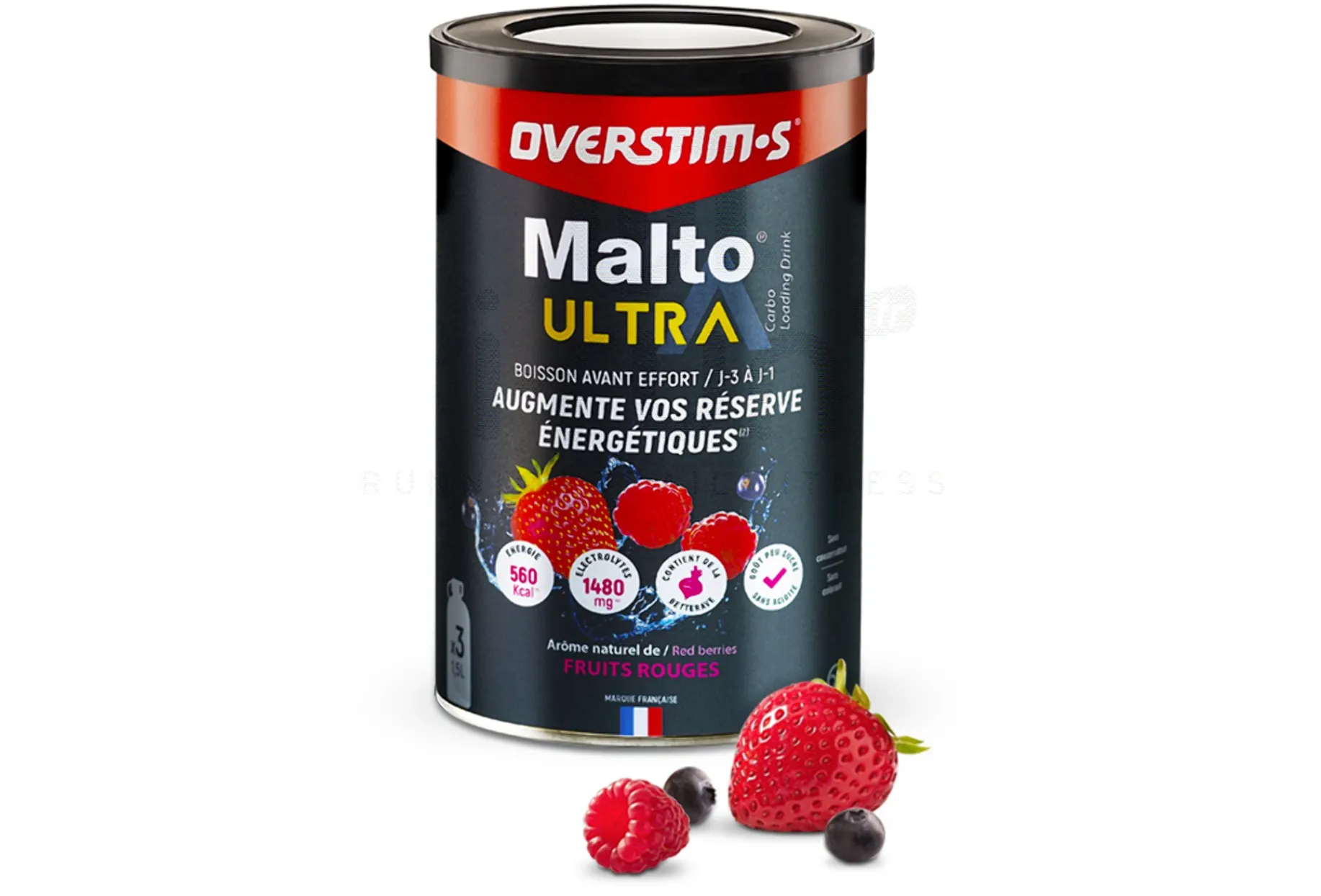 OVERSTIMS bebida Malto Ultra 450 g - Frutos rojos