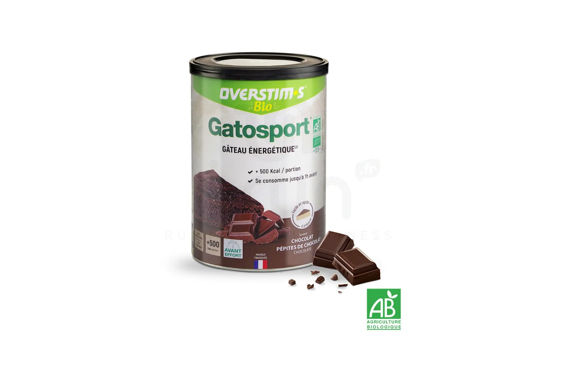 OVERSTIMS bizcocho energético Gatosport Bio 400 g - chocolate y trozos de chocolate