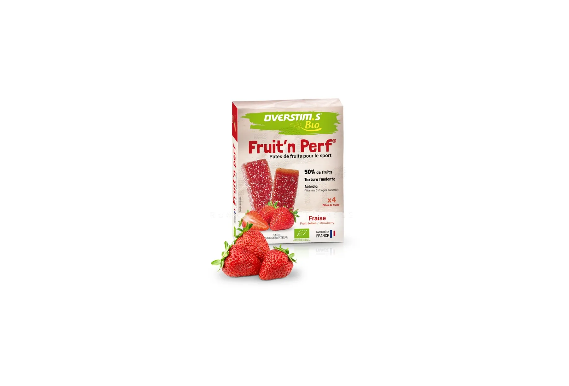 OVERSTIMS Pack 4 barritas Fruit'n Perf Bio - Fresa