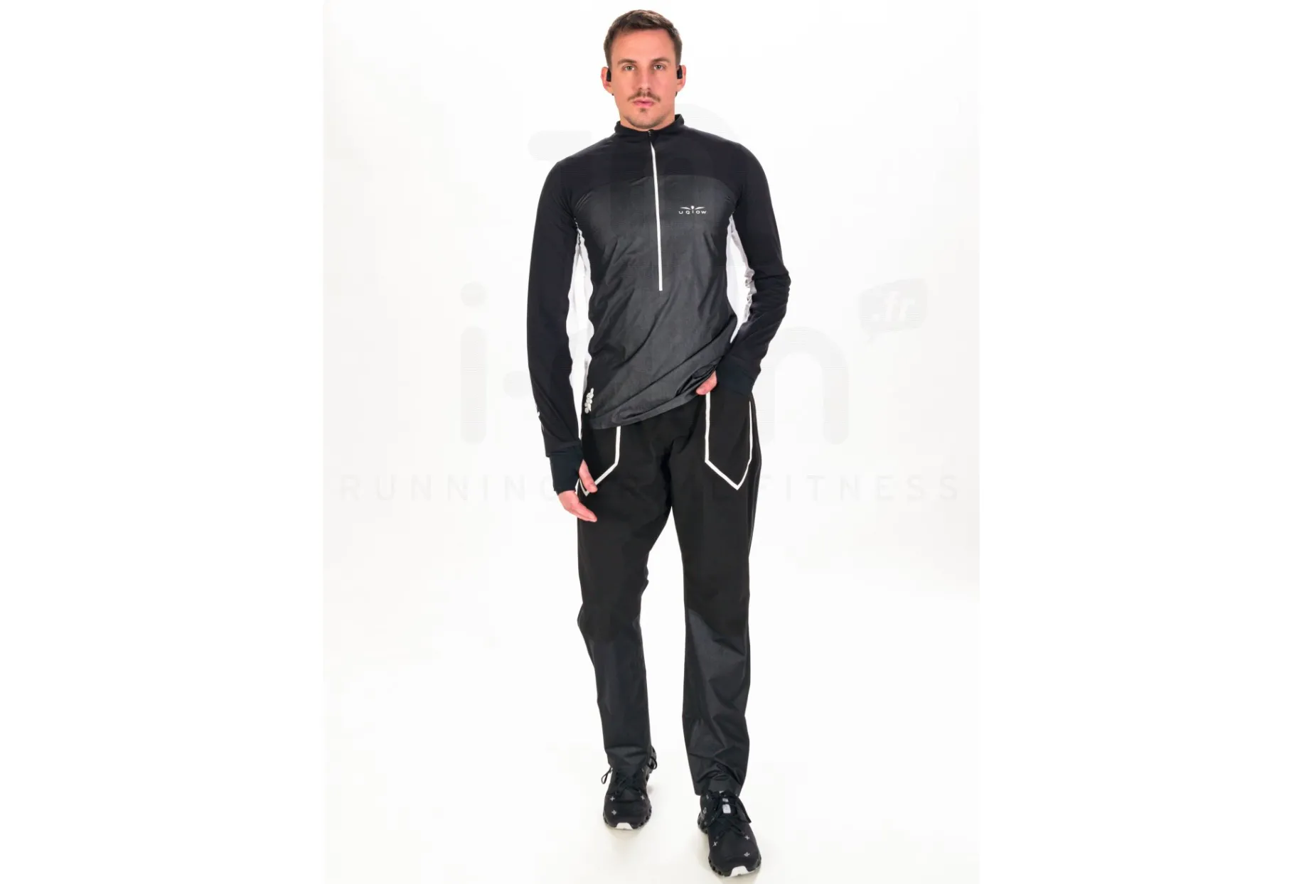 Uglow camiseta manga larga 3/4 Zip Wind Breaker