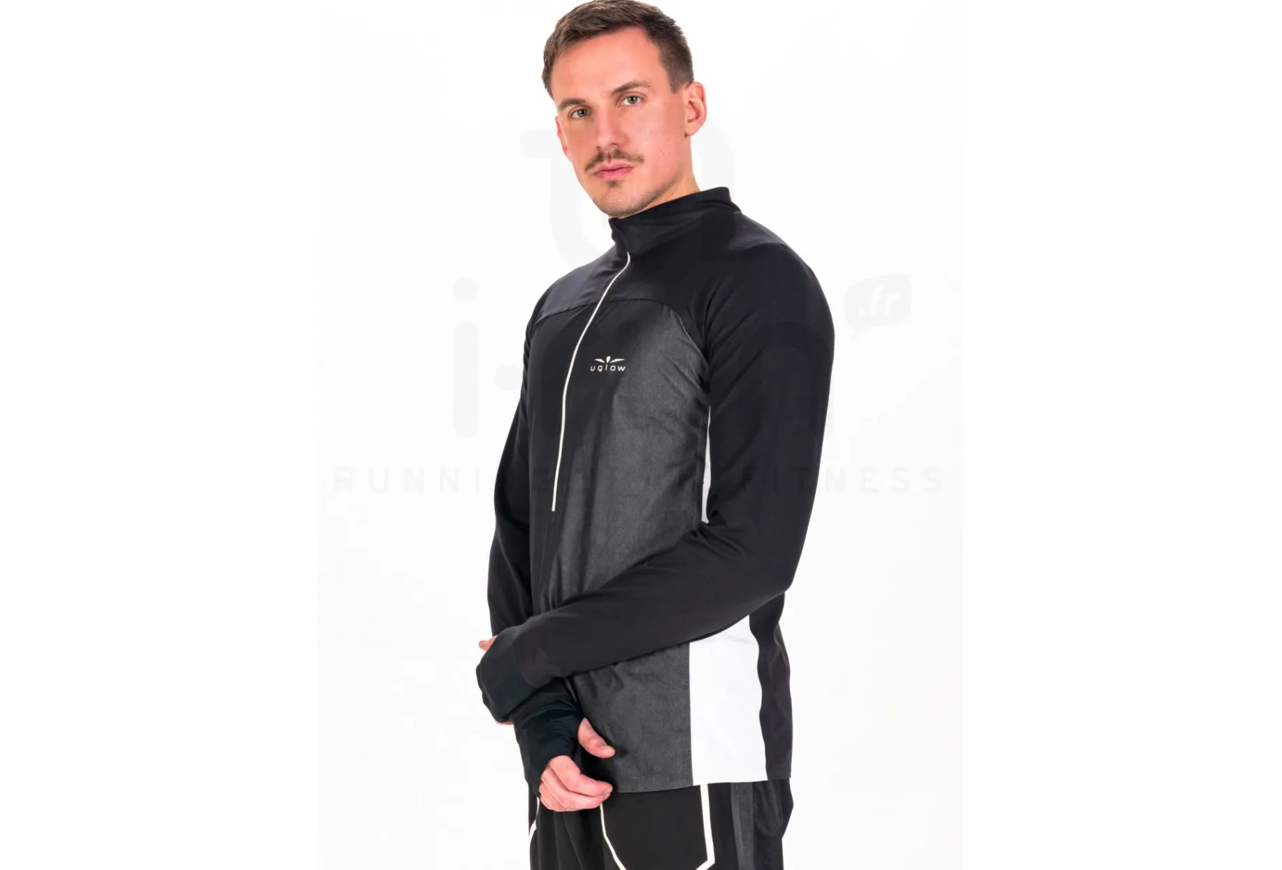 Uglow camiseta manga larga 3/4 Zip Wind Breaker